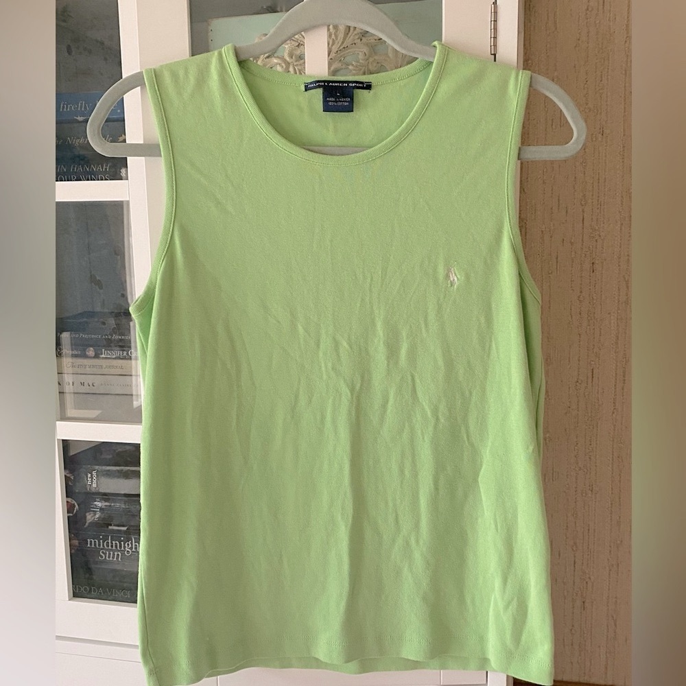 🍋‍🟩 100% Cotton Ralph Lauren Sport Sleeveless Top Vibrant Green